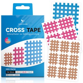 Cross Tape Grid Tape Mix, Pack of 154, Waterproof Acupuncture Plasters, Strong Hold Acupressure Plasters, Cross Tape, Grid Plasters, Pain Points, Versatile