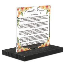 Principal's Prayer Gift, Christian Appreciation Desk Sign with Floral Design, Thank You Gift for School Principal Women Men, Back to School Office Decor Acrylic Inspirational Plaque YCT38