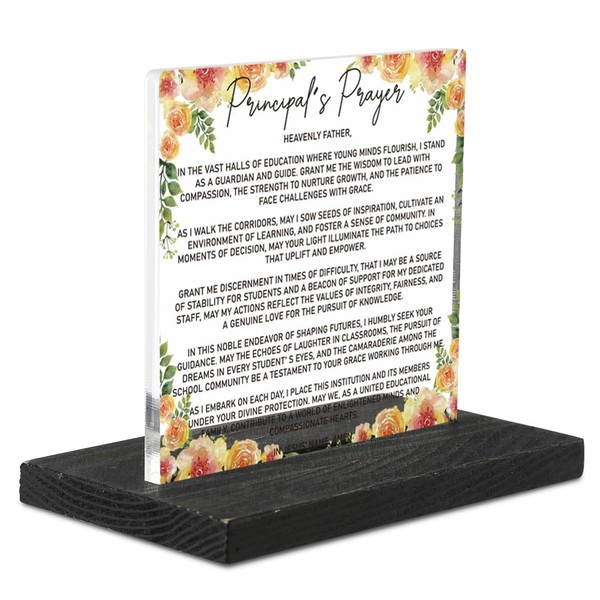 Principal's Prayer Gift, Christian Appreciation Desk Sign with Floral Design,