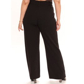 Eytino Womens Plus Size Flowy Palazzo Pants High Waist Casual Loose Wide Leg Pocketed Trouser Pants with Belt,5X Black