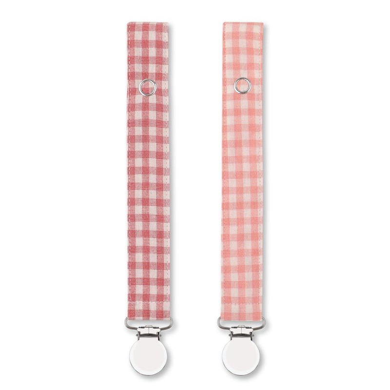 Pacifier Clip Leash Soothie Holder Unisex Plaid Button for Girl