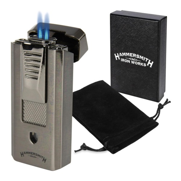 Hammersmith Delta Double-Flame Butane Torch Lighter for Cigars and Cigarettes,