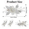 Mabor White Flower Hair Clip Bridal Hair Flowers with Silver