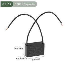 YOKIVE 3Pcs Ceiling Fan Capacitor CBB61, Metallized Polypropylene Film Capacitor Great for Fans Pumps Motors Running (2.4uF 250V AC 2 Wires 50/60Hz)