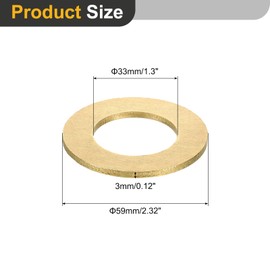 uxcell M33 Flat Washer, Brass Ring Flat Washers 59mm OD 3mm Thick Metal Sealing Gasket Ring for Screws Bolts Nuts