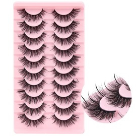 Ahrikiss Manga Lashes with Spikes Anime Eyelashes Hybrid Wispy Lash Natural Cat Eye Fluffy False Eyelashes Faux Mink Lash Strips that Look Like Extensions Eye Lash Spikes Pack(TB14)