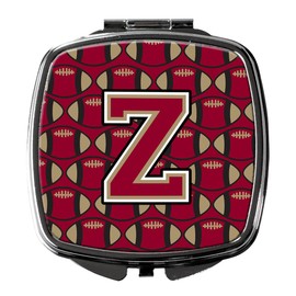 Caroline's Treasures Letter Z Football Garnet and Gold Compact Travel Mirrors, Multicolor
