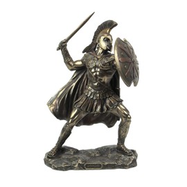 Veronese Design 9 5/8 Inch Greek Hero Achilles Battle Stance Cold Cast Resin Antique Bronze Finish Statue Home Decor