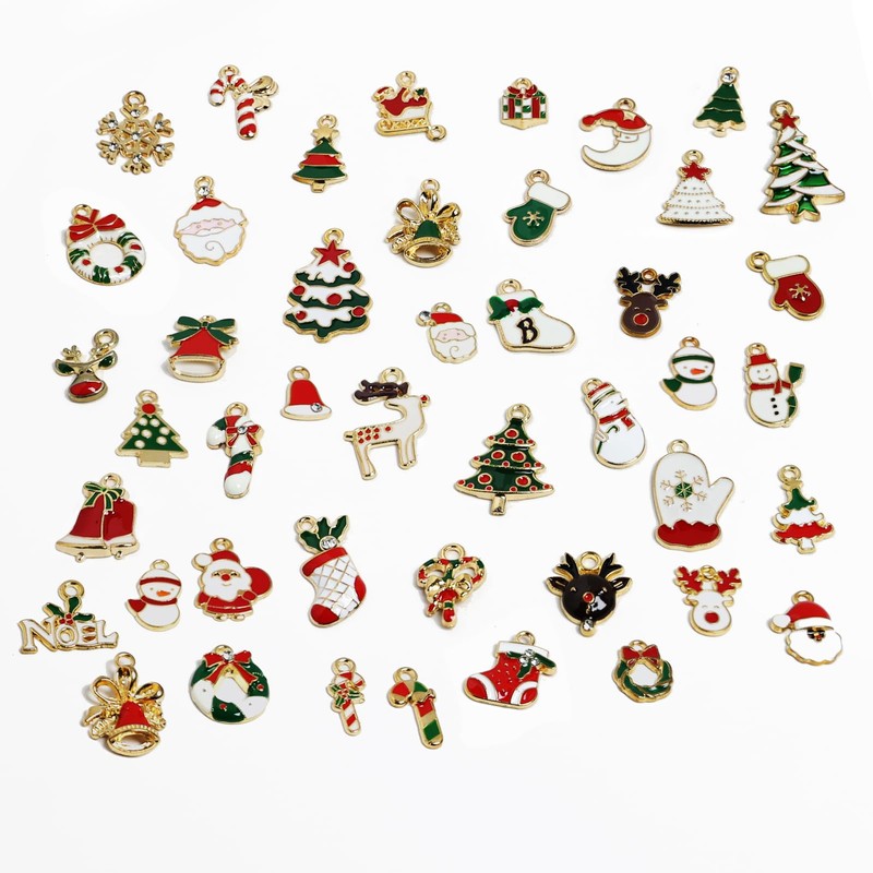 45Pcs Christmas Charms, Mini Christmas Tree Decorations Creative Xmas Hanging