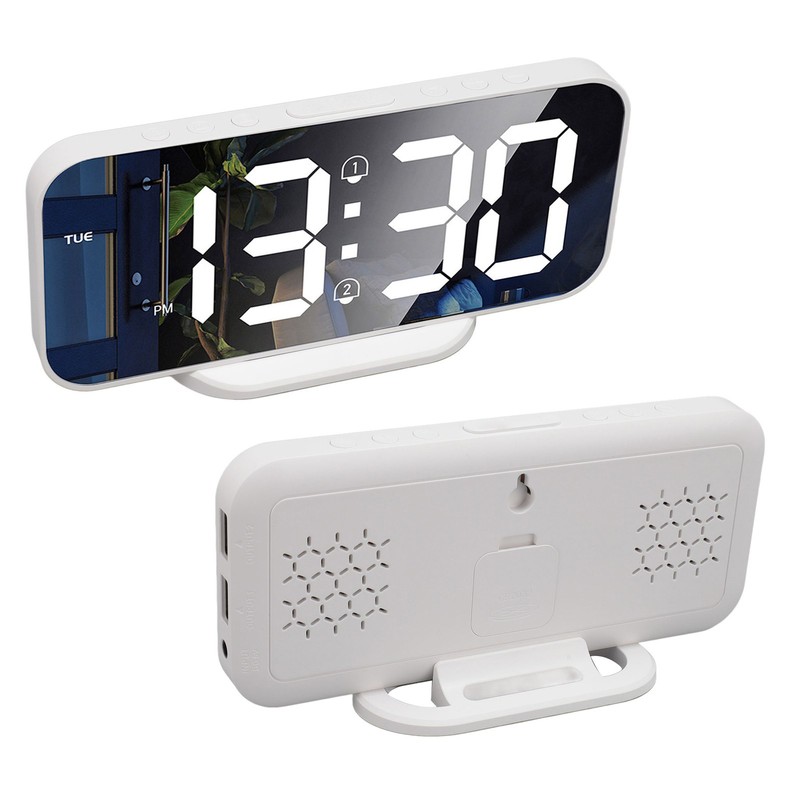 LED Mirror Electronic Clock Adjustable Brightness 6.7 Inch HD Digital