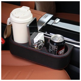 Extra Cup Holder for Car,Leather Car Seat Gap Filler with Cup Holder,Multifunctional Car Cup Holder Car Seat Cup Holder Car Organizers and Storage Drink Holder for Car Truck SUV (Black)