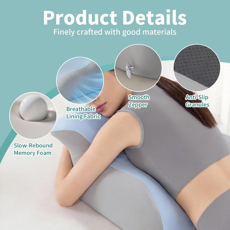 SmileQueen Memory Foam Wedge Pillow for Reading, Legs, Back Support
