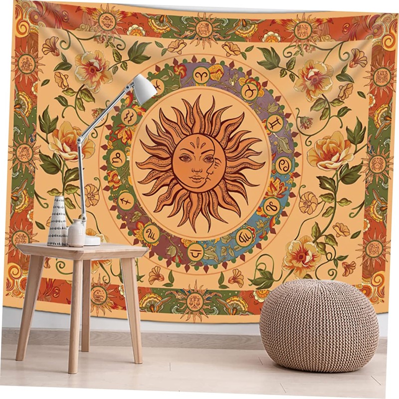 Ciieeo Bohemian Sun Moon Tapestry Artistic Wall Hanging for Home