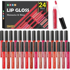AZEN Paquete De 24 Brillos Labiales, Brillos Labiales Brillantes Para Mujeres Y Niñas Con Una Rica Variedad De Colores.