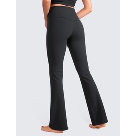 CRZ YOGA Womens Ribbed High Waist Flare Leggings 31" - Bootcut Wide Leg Yoga Pants with Pocket Soft Casual Lounge Comfy Black X-Small