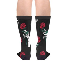 AIMASTZ Skeleton Hand Rose Unisex Funny Novelty Funky Crazy Cool Crew Dress Socks