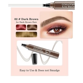 2pcs Eyebrow Pencil, 3D Microblading Eyebrow Pen Contouring Pen, Waterproof Smudge-Proof brow pen, 4-Tipped Precise Brow Pen, Natural Eye Long-Lasting Brow Pencils for Women(2*Dark Brown)