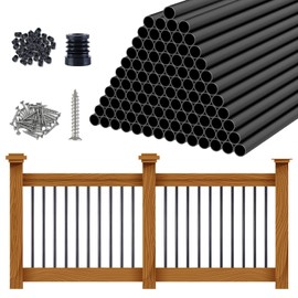 100 Pack 26" Aluminum Deck Balusters Deck Railing Spindles, 3/4" Diameter Hollow Deck Railing Deck Spindles Connectors & Screws for Railing Fencing Porch Staircase Stair Spindles(100, Round-26)