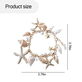 Sdopbinbin Gold Seashell Starfish Bracelet for Women Conch Pearl Bracelets for Women Gold Summer Sea Shell Bracelet Charms Shell Anklet for Woman Boho Beach Bracelets Hawaiian Bracelet