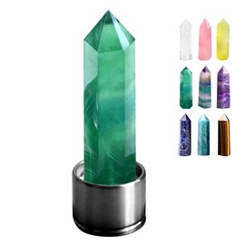 HINATAA 8-9 cm Healing Crystal Stones, Gemstone Healing Stones, Polished Quartz Crystal Stones, Natural Fluorite, Hexagon Crystal Rods for Reiki Chakra Meditation Therapy Decoration (Green Fluorite)