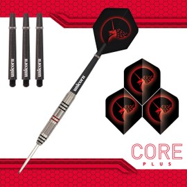 Unicorn Steel Tip Darts Set | Core Plus | Tungsten Barrels | 21 g