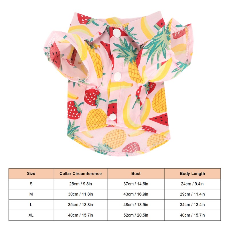 Dog Fruit Print Shirt Breathable Cool Fashionable Cute Pet Clothes