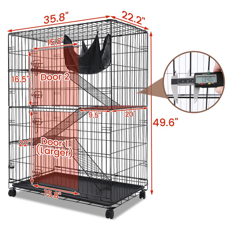 Homey Pet 51 Inch Cat Cages Indoor, Large 4-Tier Cat
