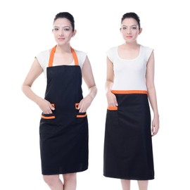 Switchon one Waterproof Bib Apron Plus one Waist Apron Black Orange