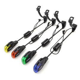 Hirisi Tackle Carp Fishing Swingers, LED Alarming, Bite Indicator Set Red Yellow Blue Green 4 In Case