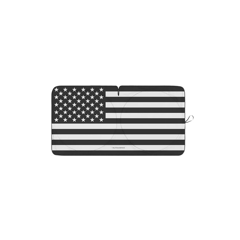 Autoamerics Jeep Wrangler B&W 1-Piece Windshield Sun Shade Foldable Car