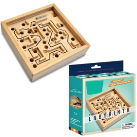 Labyrinth Board Game - Mini Labrinth Board Wooden Labyrinth Board Game Perfect for A Long Car Ride Or Waiting in Line at The Bank - Steel Ball Included