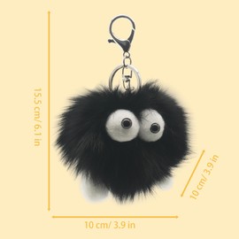 SRYTCYDA Cute Plushs Keychains for Women, Big Eyes Kawaii Plush Keychain with a Card Pin, Plush Keychains for Backpacks Decorative Accessories Birthday Gifts, Party Rewards, Meet Gifts (Black)
