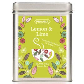PRAANA Luxury Black Tea with Lemon and Lime Pieces, 100g Gift Tin