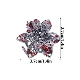 3 PCS Vintage Rhinestone Hair Claw Clips Hollow Metal Grip Strong Hold Anti-Slip Claw Clips Shiny Rhinestone Flowers Design Accessories for Women Girls for Thin & Thick Hair