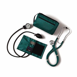 Medline Compli-Mates Professional Aneroid Sphygmomanometer and Sprague Rappaport Stethoscope Kit, Carrying Case Included, Adult Size, Hunter Green, 1 Kit