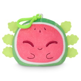 TeeTurtle Plushiverse - Reversible Plushie Keychain - Sweet & Sour - Cute Kawaii Pink and Green Watermelon Axolotl - Novelty Clip-On Reversible Plush
