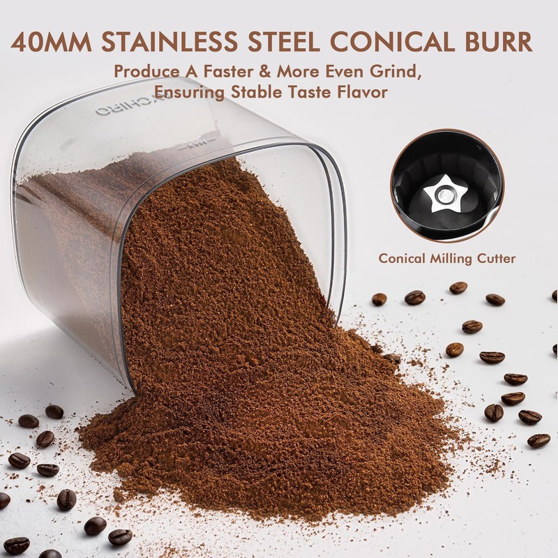 AYCHIRO Burr Coffee Grinder Electric, Adjustable Burr Mill with 30