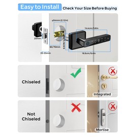 Fingerprint Smart Door Lock for Bedroom, Support Password IC Card Key Tuya App Unlock, Anti Theft Handle Smart Knob Lock, Fit Door Thickness 35-65mm for Home Interior Door
