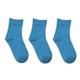 Rambutan Kids (3 unidades) Comfort Seam Plain Color Rayón hecho de bambú Calcetines escolares, Azul/claro, Small