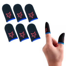 Finger Sleeves Breathable Touchscreen for Mobile Games V1 (6pcs) Profesional Finger Gloves Gamer PUGB Free Fire COD (Red/Blue)