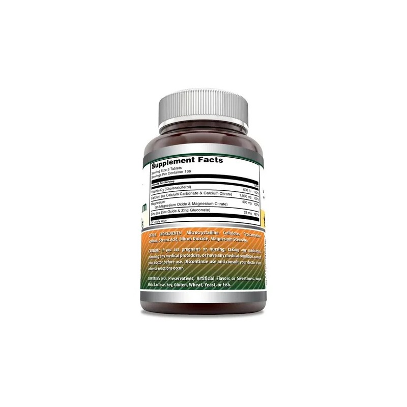 Calcio Magnesio Zinc Vitamina D3 Salud Osea 500 Tabletas Sin