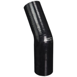 HPS HTSER45-238-256-BLK Silicone High Temperature 4-ply Reinforced 45 degree Elbow Reducer Coupler Hose, 55 PSI Maximum Pressure, 4" Leg Length on each side, 2-3/8" > 2-5/9" ID, Black