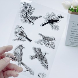 6Pcs Birds Hawk Clear Stamps Transparent Silicone Stamp Album Cards Rubber Stamp for Card Making Decoration and DIY Scrapbooking