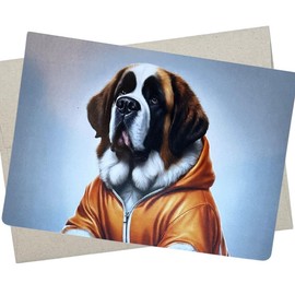 Whitman and Daughter St. Bernard Birthday Card (1 Premium Card, 5X7 Inch) dog clothing cards blank for every occasion like coach thank you, or thinking of you - 740