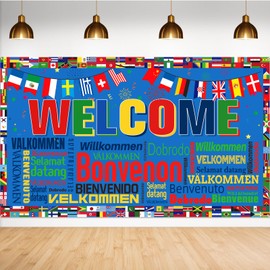 International World Flags Banner Decoration International Welcome Banner Backdrop Country Flags of The World Banner for Olympic International Sports Soccer School Classroom Party Decor Supplies