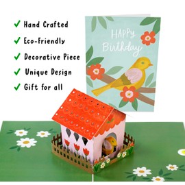 CENTRAL 23 Pop Up Cards Birthday, Anniversary, Thank You, Keepsake, Just Because - Birdhouse - 3D Greeting Cards With Note Card And Envelope Get Well Gifts For Women Her Mom - Comes With Stickers