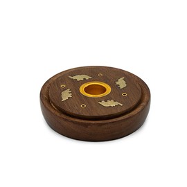 SATYA Sheesham Wood Round Incense Holder - SATYA Sheesham Wood Round Ince