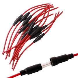 FULARR 12Pcs Professional 5X20mm Inline Screw Type AGC Fuse Holder, 32V 20A Fuse Box with 16 AWG Wire, for Fast-Blow Glass Fuse –– Black