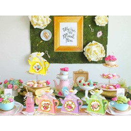 JeVenis Floral Tea Party Favor Bags Lets tea Party Supplies Lets tea Party Favor Boxes Tea Party Party Supplies Tea Party Gift Bags