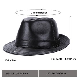 Sandy Ting Sheepskin Leather hat Classic Cowboy Fedora Hat (X-large/23-24in) Black